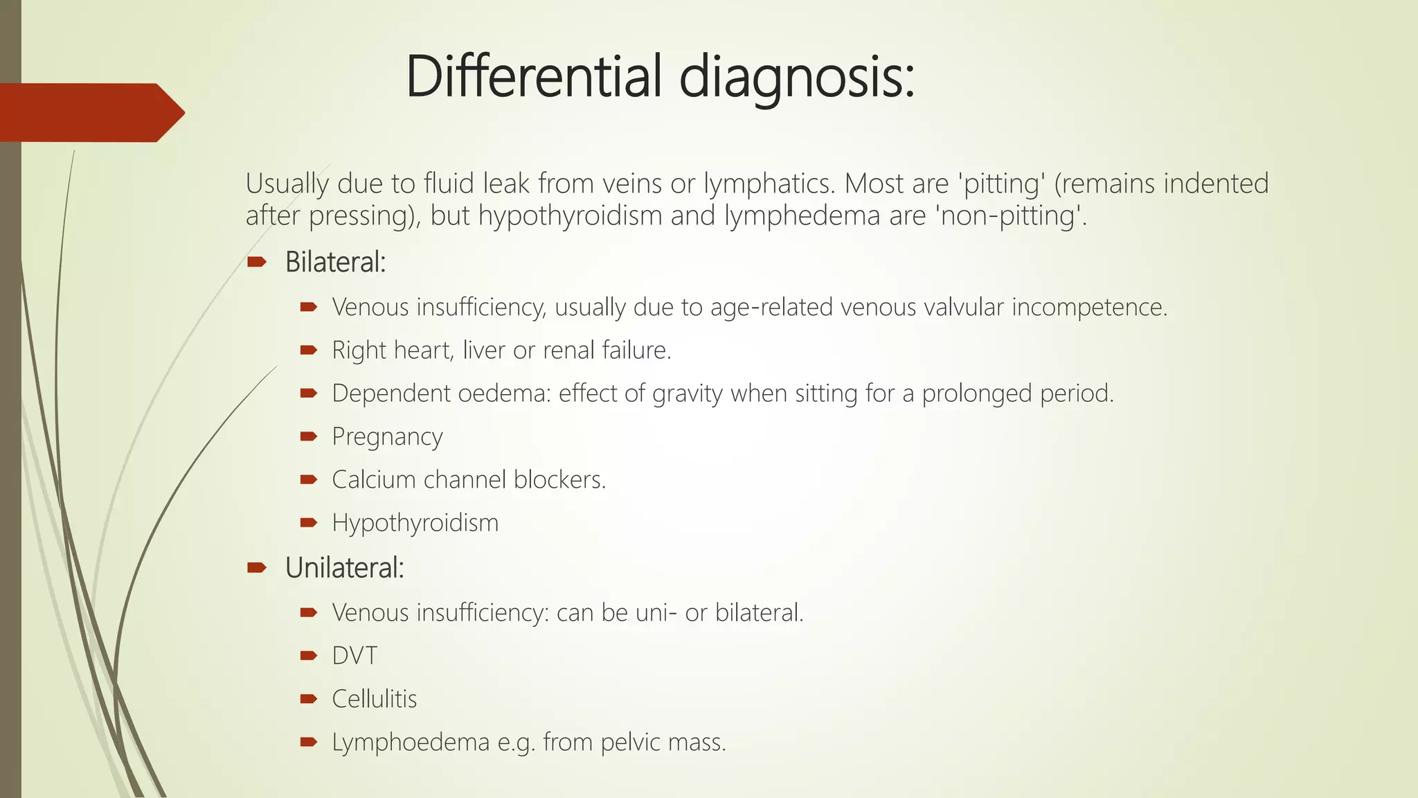 Diagnonis For Swollen Leg | PPTX