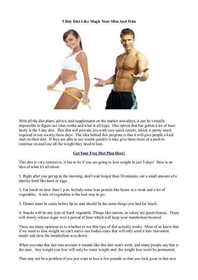5 days diet that works like magic starvation diet works