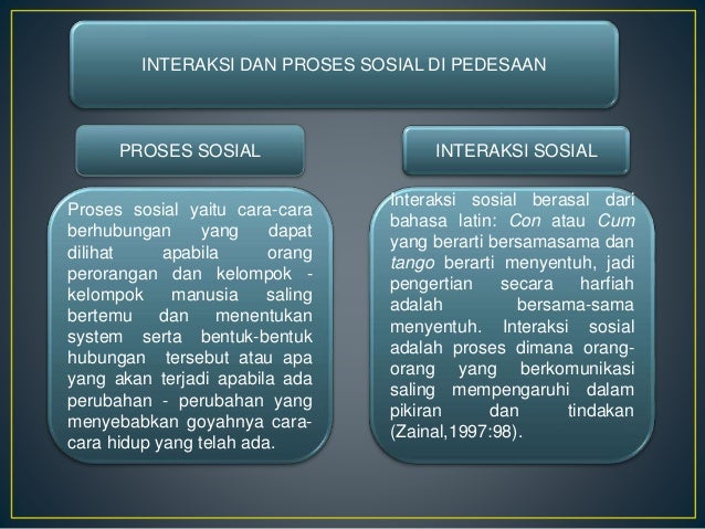 Sosiologi Pedesaan  Proses dan Interaksi  Sosial  Masyarakat 