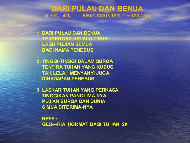 Not Angka.lagu Dari Pulau.dan Benua / Chord Ipank Ku Puja Puja Hal