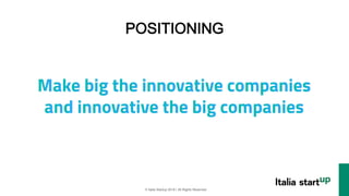 © Italia Startup 2016 | All Rights Reserved "
POSITIONING
 