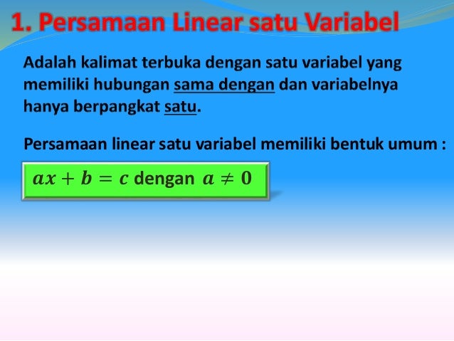 Persamaan dan pertidaksamaan linear satu variabel kelas 10