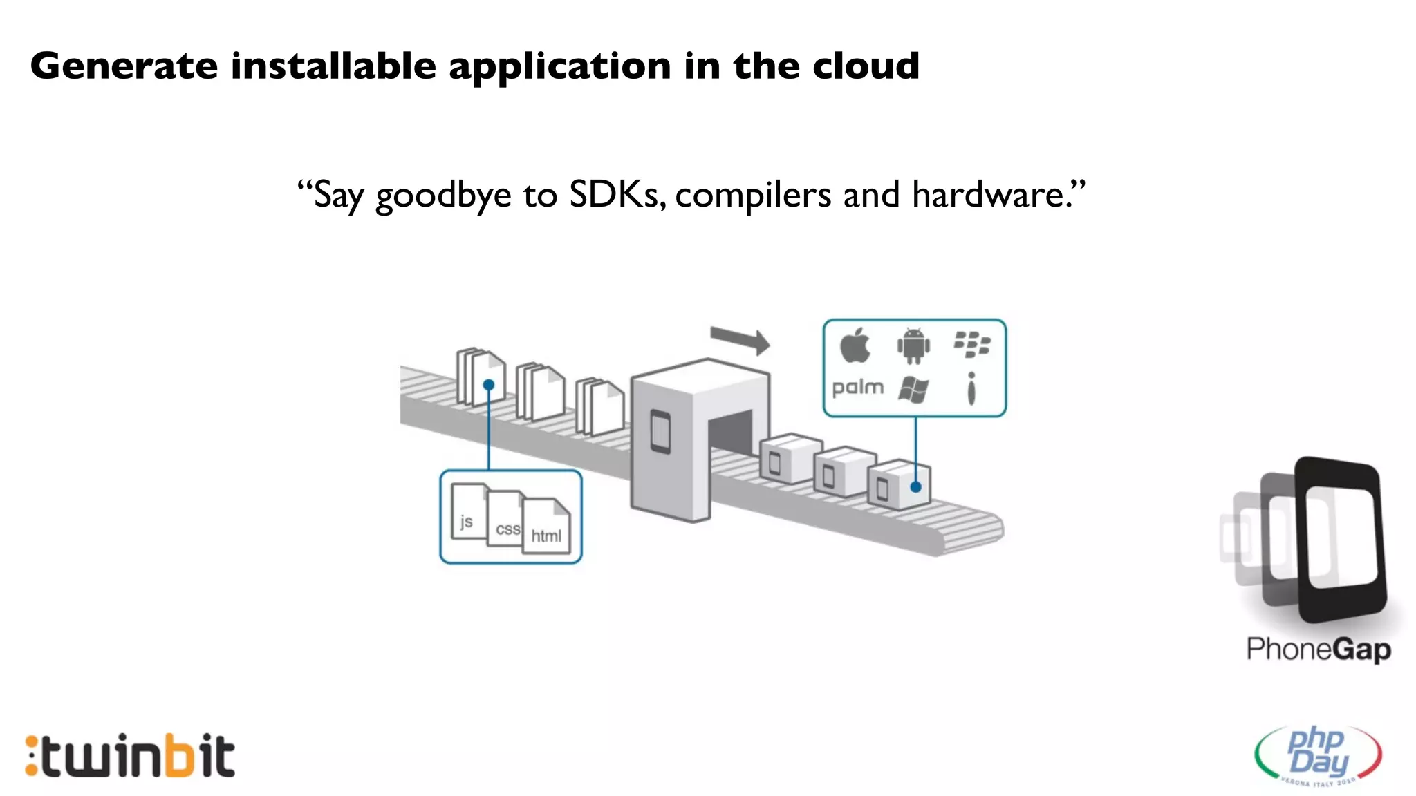 Generate installable application in the cloud


             “Say goodbye to SDKs, compilers and hardware.”
 