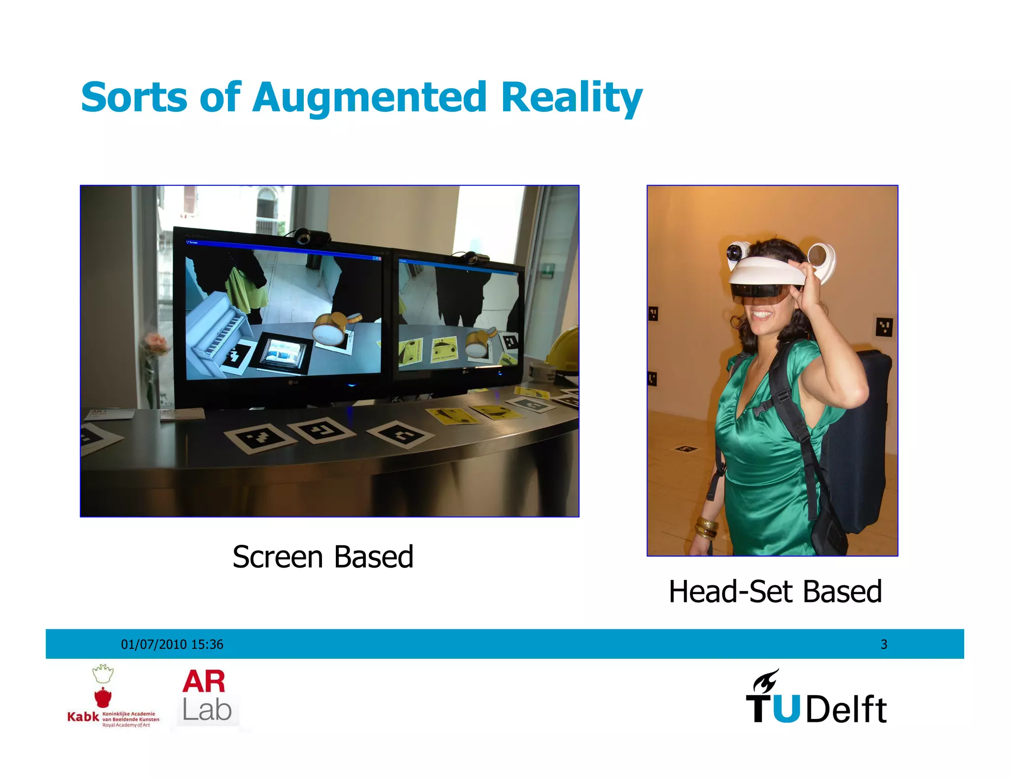 Sorts of Augmented Reality




                    Screen Based
                                   Head-Set Based
 01/07/2010 15:36                               3
 