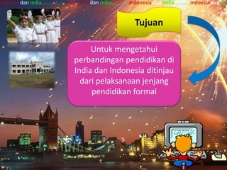 ndoensia dan India…...........….Indonesia dan India….……...Indonesia dan India……..….Indoesia dan Ind


                                                          Tujuan

                                     Untuk mengetahui
                                perbandingan pendidikan di
                                India dan Indonesia ditinjau
                                  dari pelaksanaan jenjang
                                     pendidikan formal
 