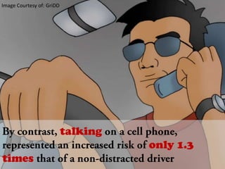 Image Courtesy of: GriDDBy contrast, talkingon a cell phone, represented an increased risk of only 1.3 times that of a non-distracted driver