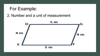 For Example:
2. Number and a unit of measurement
 