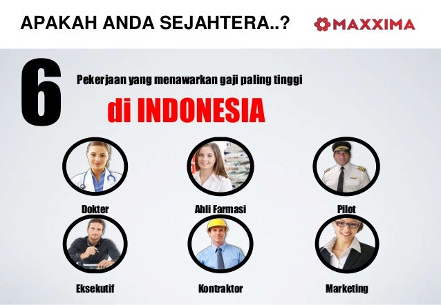 APAKAH ANDA SEJAHTERA..?
6 Pekerjaan yang menawarkan gaji paling tinggi
di INDONESIA
Dokter Ahli Farmasi Pilot
Eksekutif K...