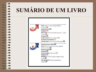 SUMÁRIO DE UM LIVRO

 