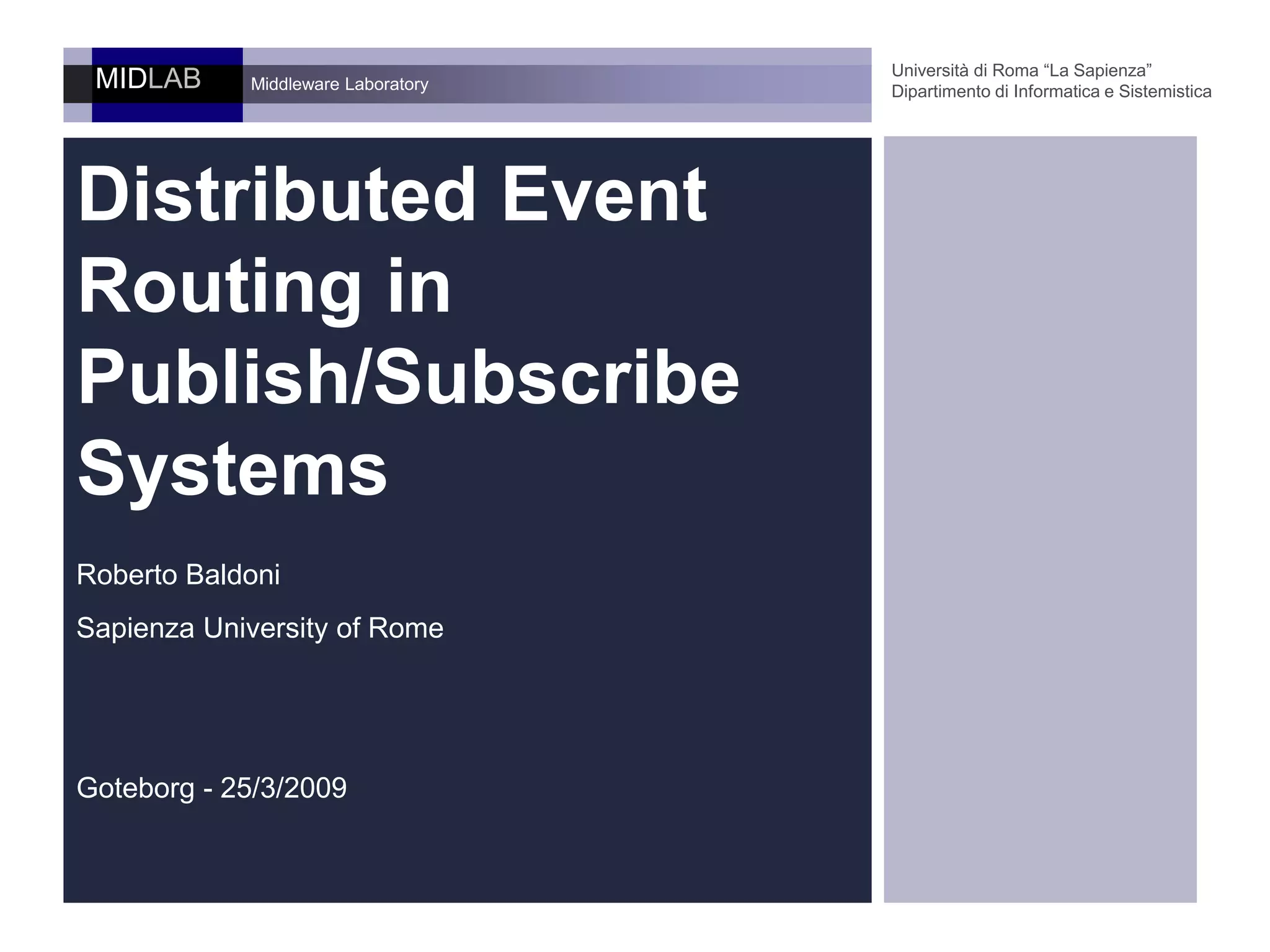 Distributed Event Routing in Publish/Subscribe Systems | PPTX