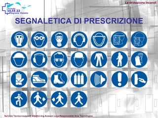 SEGNALETICA DI PRESCRIZIONE
La protezione incendi
Servizio Tecnico-supporti didattici-Ing.Avesani Luca-Responsabile Area Tecnologica
 