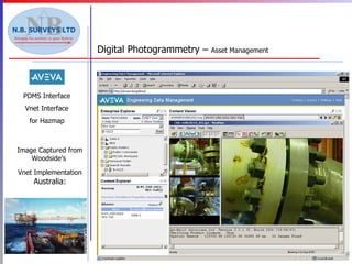 Digital Photogrammetry –  Asset Management   Image Captured from Woodside’s  Vnet Implementation  Australia: PDMS Interface Vnet Interface for Hazmap 