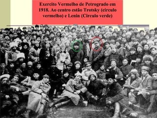 Exercito Vermelho de Petrogrado em
1918. Ao centro estão Trotsky (circulo
vermelho) e Lenin (Circulo verde)
 