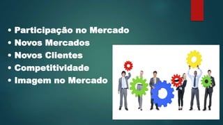• Participação no Mercado
• Novos Mercados
• Novos Clientes
• Competitividade
• Imagem no Mercado
 