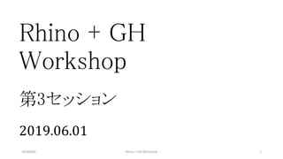 Rhino + GH
Workshop
第3セッション
2019.06.01
20190601 1Rhino + GH Workshop
 