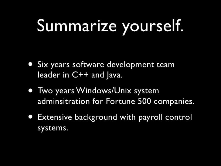 summarize yourself