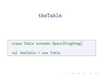 theTable



class Table extends Space[PingPong]

val theTable = new Table
 