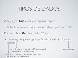 Comparativo entre Go e Lua | KEY