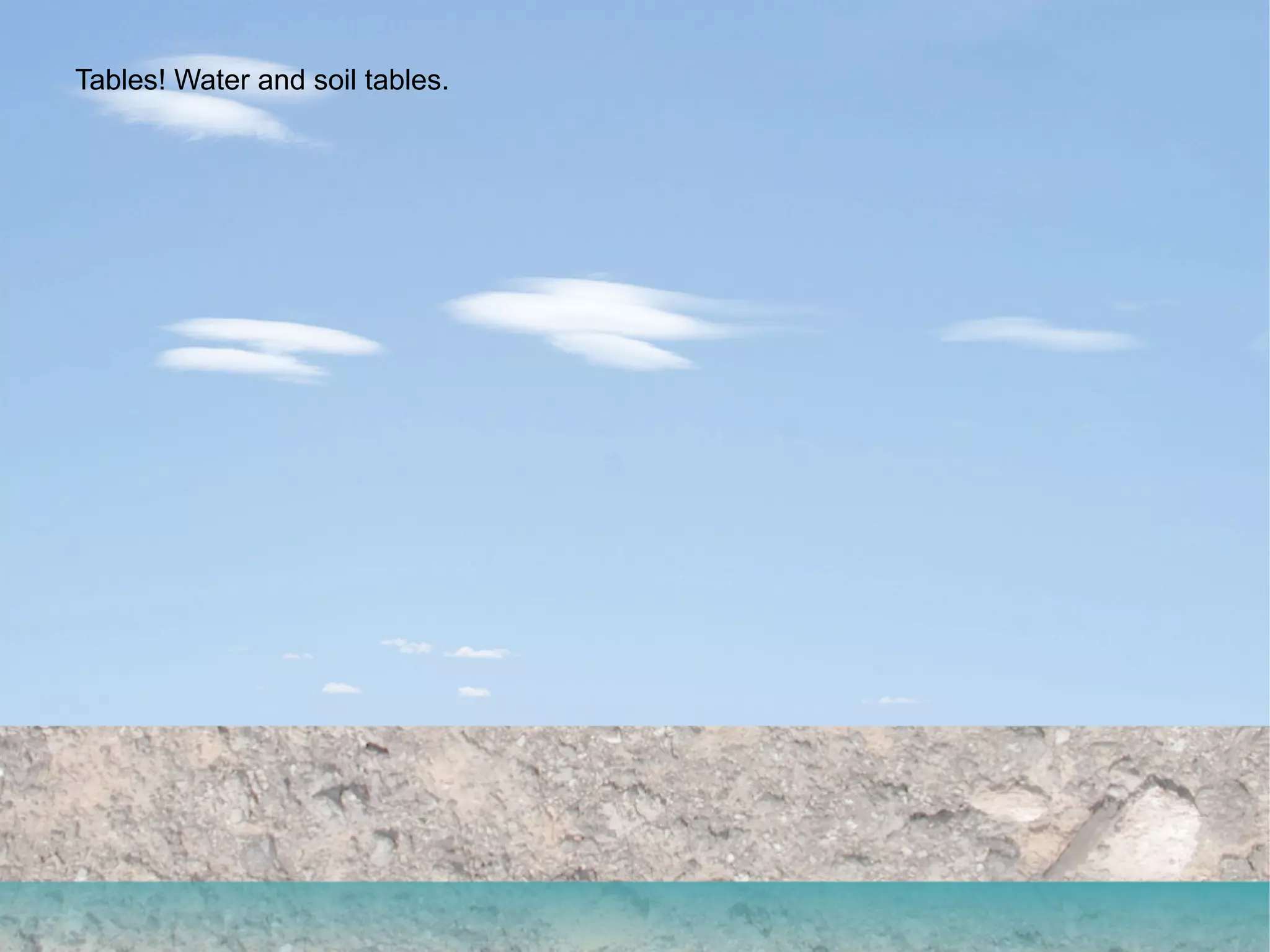 Tables! Water and soil tables. 