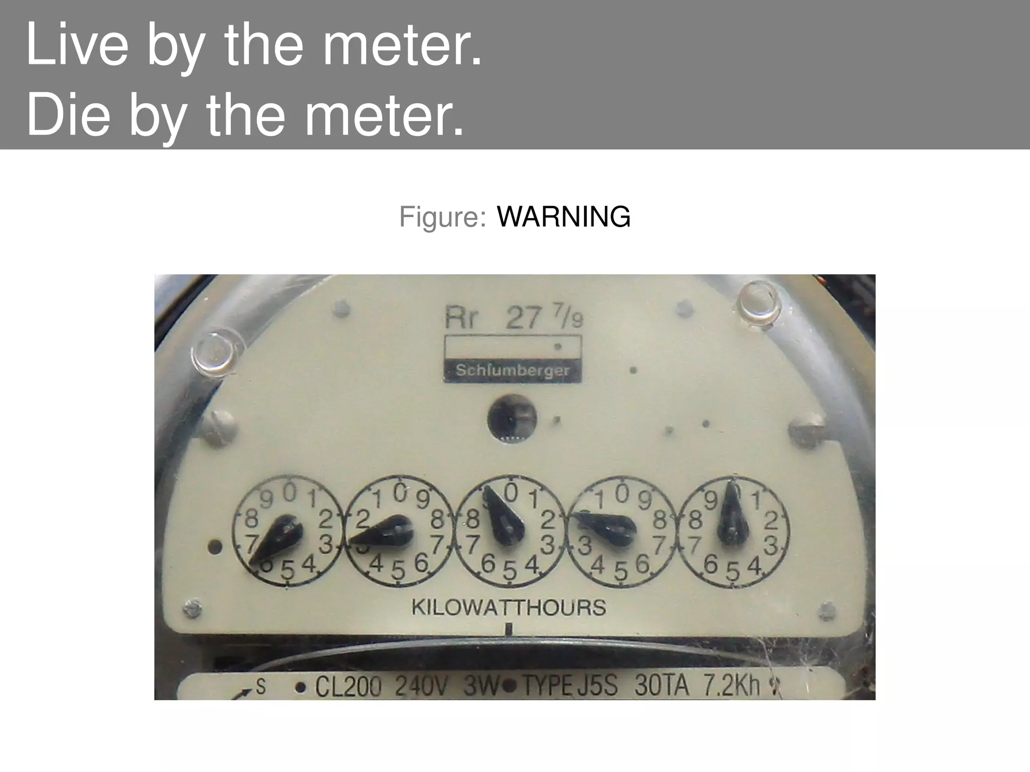 Live by the meter.
Die by the meter.
              Figure: WARNING
 