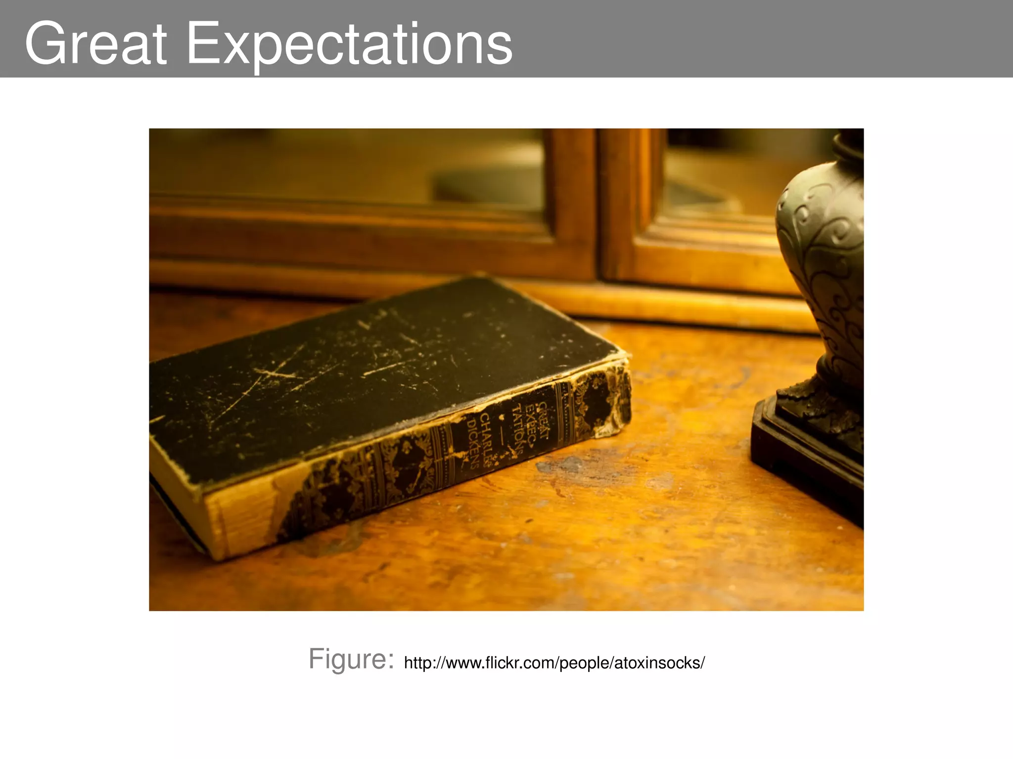 Great Expectations




          Figure:   http://www.ﬂickr.com/people/atoxinsocks/
 