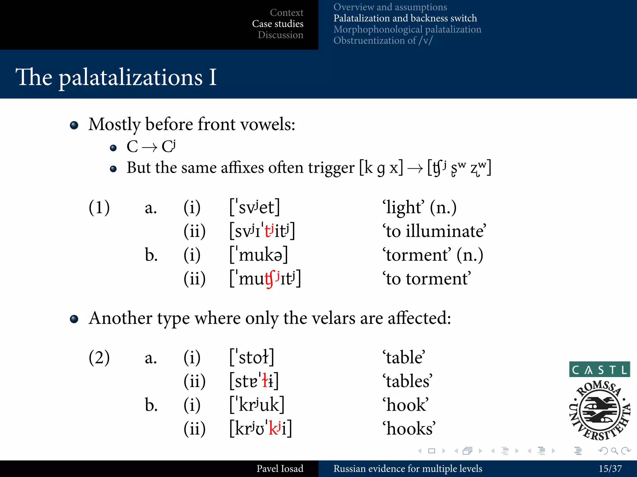 Can we say that purely phonological data can have a decisive say
          on the previous issue?
         