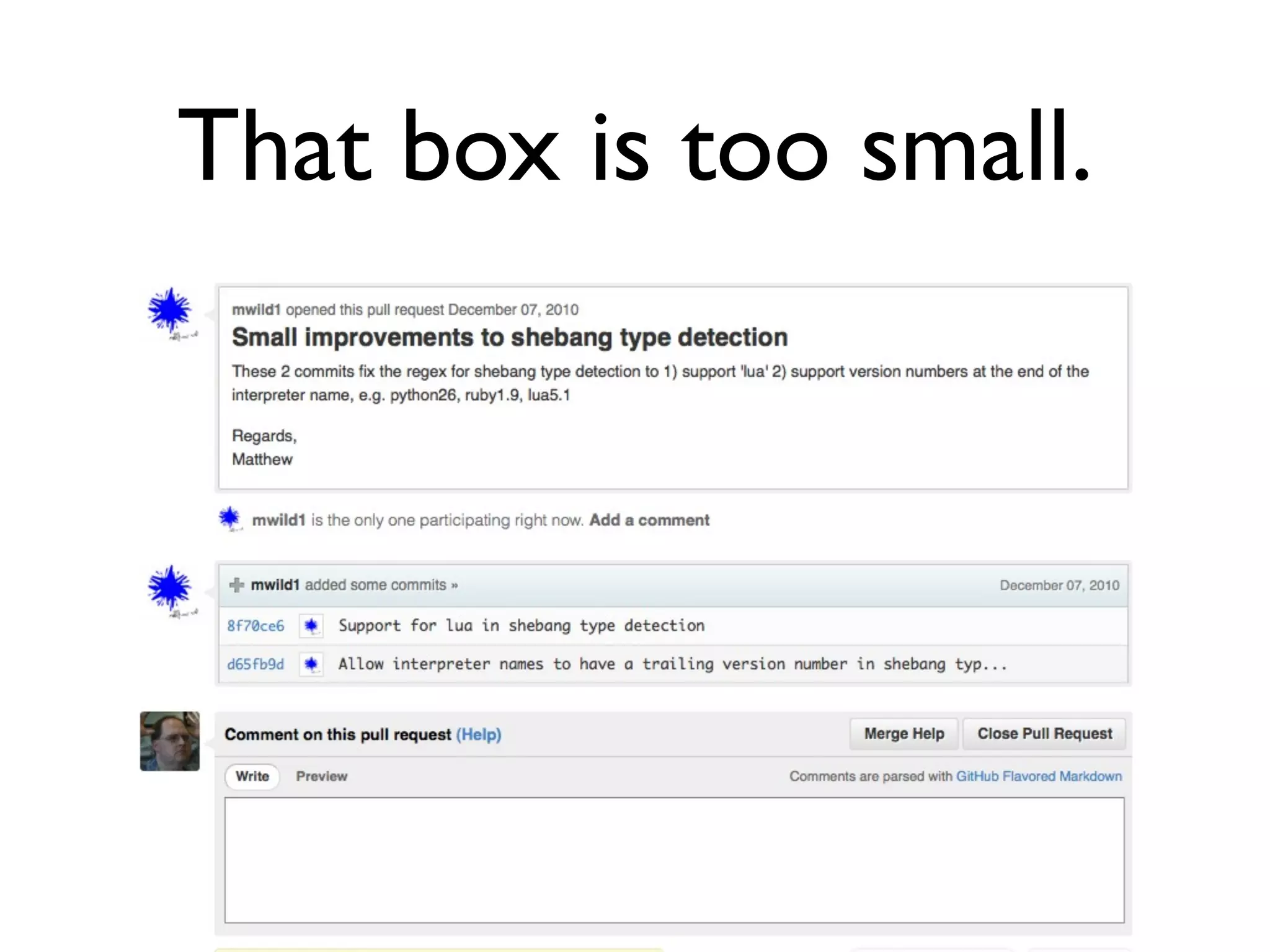 That box is too small.
 