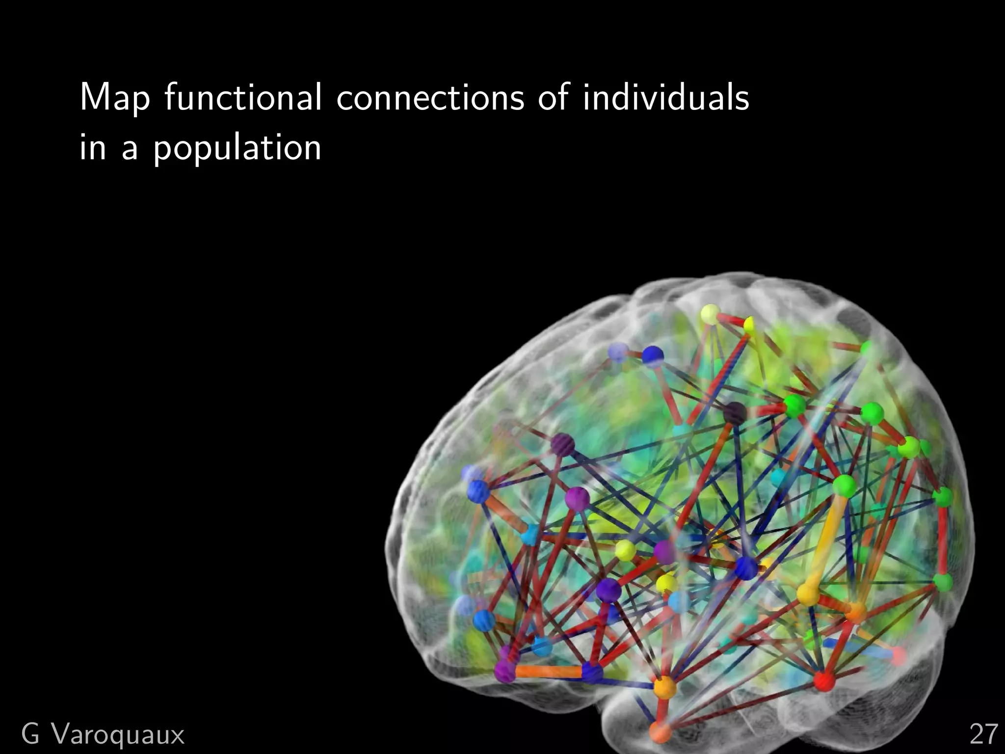 Map functional connections of individuals
   in a population




G Varoquaux                                    27
 