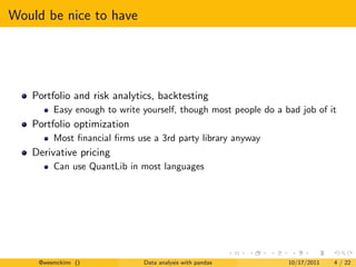 Python for Financial Data Analysis with pandas Slide 4
