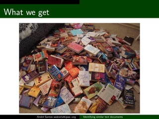 What we get




        Andr´ Santos andrefs@cpan.org
            e                           Identifying similar text documents
 