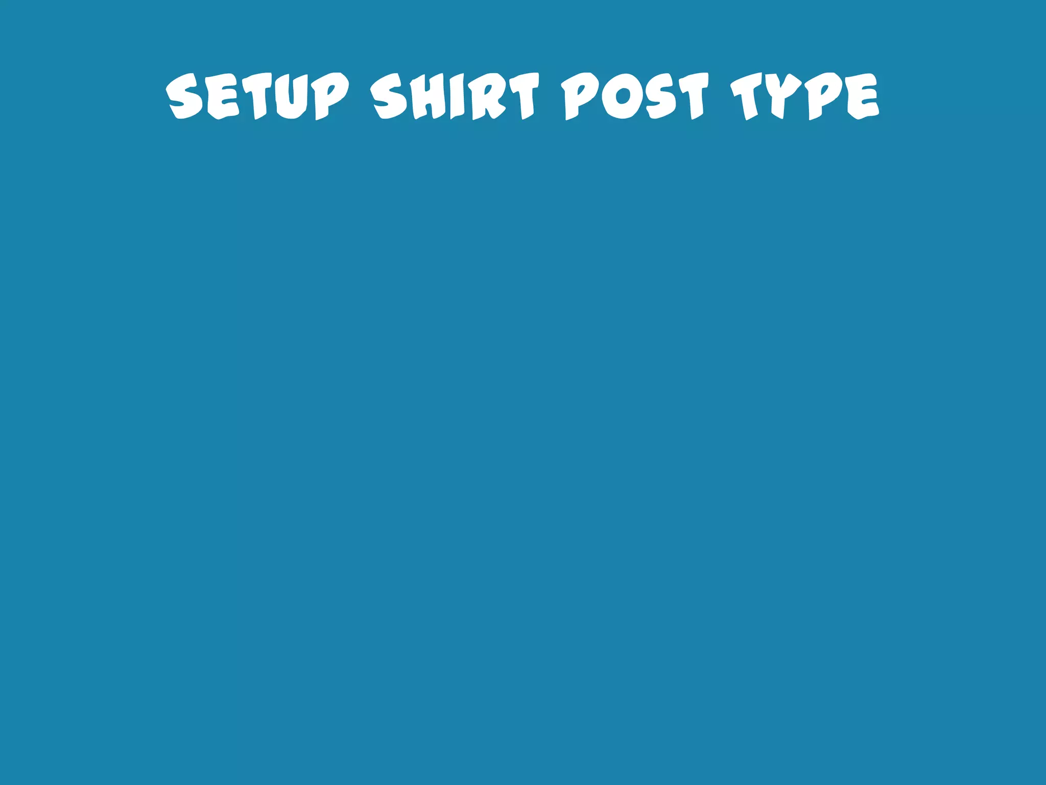 Setup Shirt Post Type