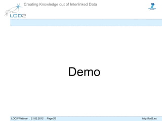 Creating Knowledge out of Interlinked Data




                                      Demo


LOD2 Webinar . 21.02.2012 . Pa...