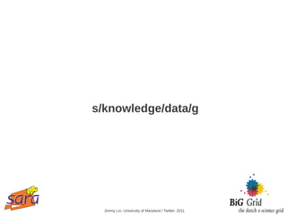 s/knowledge/data/g




  Jimmy Lin, University of Maryland / Twitter, 2011
 