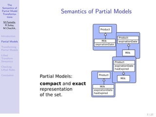 The
Semantics of
Partial Model
Transforma-
                 Semantics of Partial Models
    tions

 M.Famelis,
  R.Salay,
...
