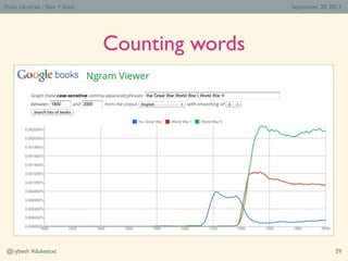Duke Libraries / Text > Data                    September 20, 2012




                               Counting words




@...