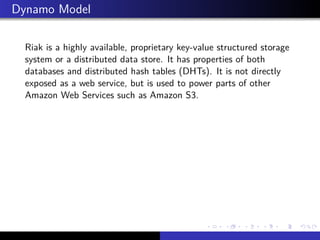Riak Data Model Intro to riak | PDF