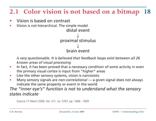 2.1 Color vision is not based on a bitmap 18
•     Vision is based on contrast
•     Vision is not hierarchical. The simpl...