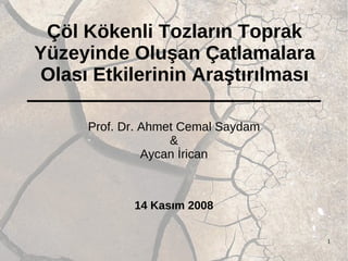 Çöl Kökenli Tozların Toprak Yüzeyinde Oluşan Çatlamalara Olası Etkilerinin Araştırılması Prof. Dr. Ahmet Cemal  Saydam & Aycan İrican 14 Kasım 2008 