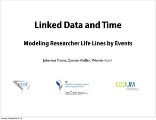 Linked Data and Time
Modeling Researcher Life Lines by Events
Johannes Trame, Carsten Keßler, Werner Kuhn
Sunday, September 8, 13
 