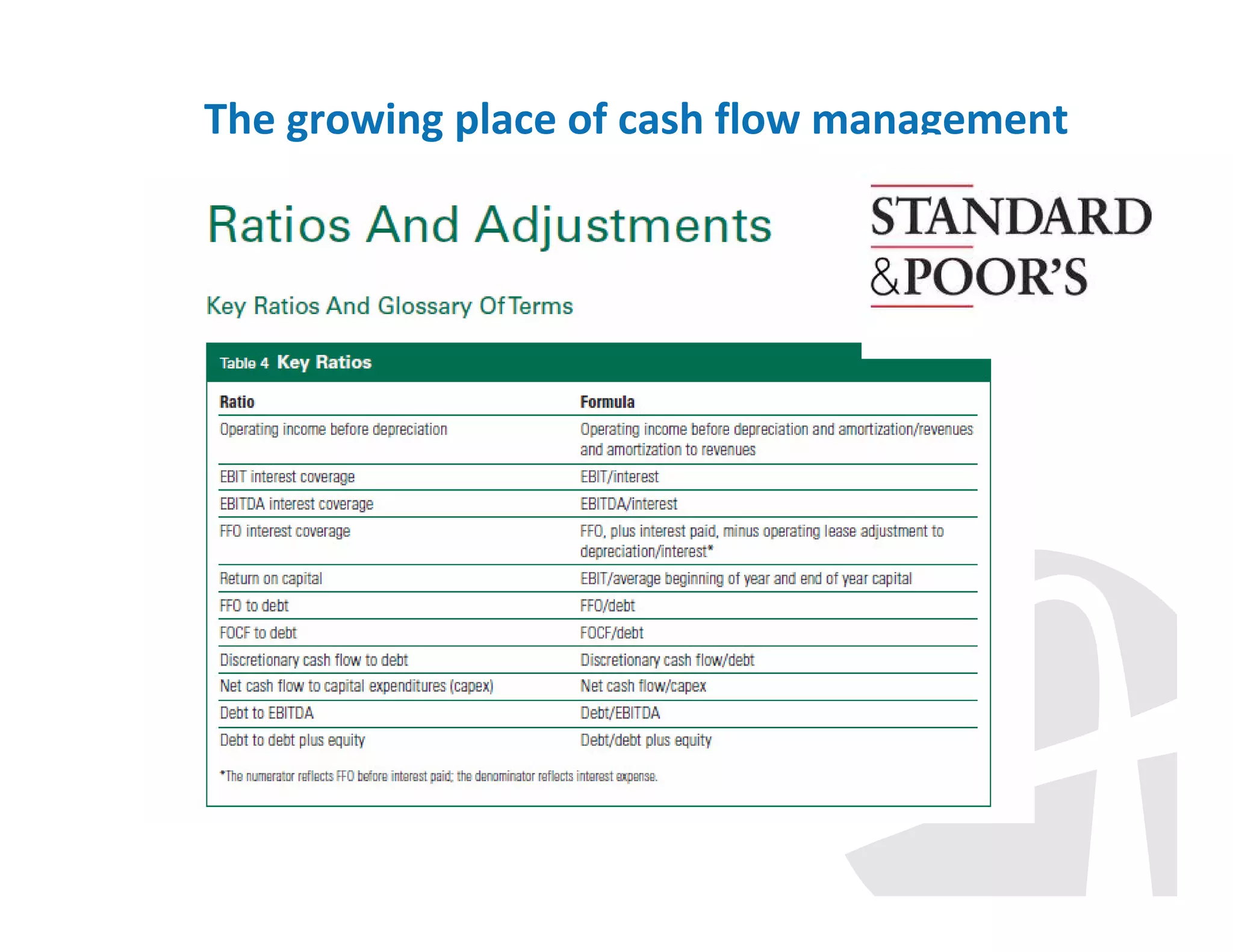 The growing place of cash flow management

 