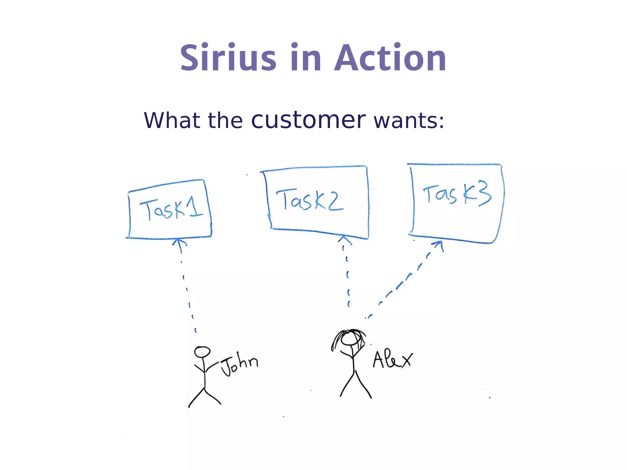 Sirius in Action
What the customer wants:
 