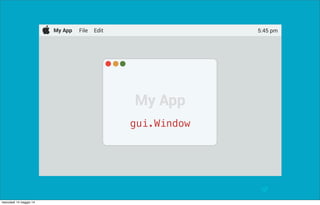 @pracucci
My App File Edit 5:45 pm
My App
gui.Window
mercoledì 14 maggio 14
 