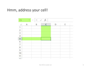 Hmm, address your cell!
Excel 2013 as a power user 12
 