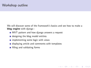 Django workshop : let's make a blog | PPT