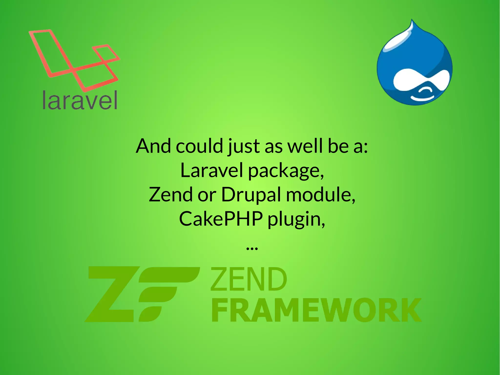 And could just as well be a: 
Laravel package, 
Zend or Drupal module, 
CakePHP plugin, 
... 
 