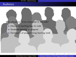 Automatic Detection of Bad Programming Habits in Scratch, A Preliminary ...