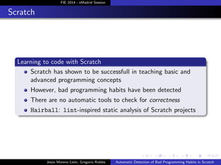 Automatic Detection of Bad Programming Habits in Scratch, A Preliminary ...