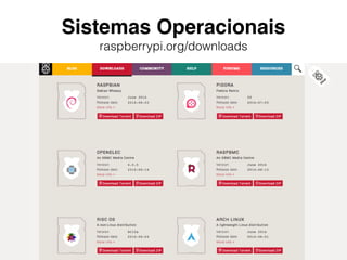 Sistemas Operacionais 
raspberrypi.org/downloads 
 