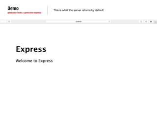 Demo 
generator-node + generator-express 
This is what the server returns by default 
 