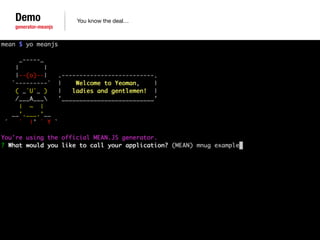Demo 
generator-meanjs 
You know the deal… 
 